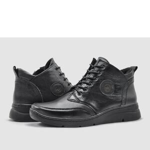 NEW HELIOS women's metis fleece-lined zip-up leather boots in black